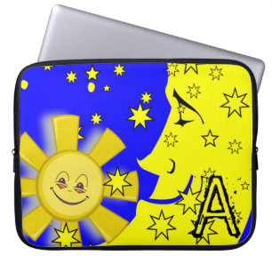 Laptophoes Sun Moon Yellow Stars Blue Laptop Sleeve