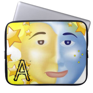 Laptophoes Sun Moon Yellow Stars Laptop Sleeve