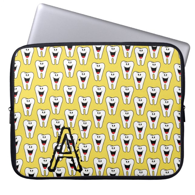 Laptophoes Teth Smile Yellow Laptop Sleeve (Voorkant)