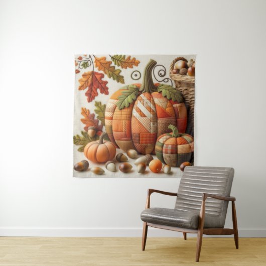 lapwerk pompoenwandtapijt wandkleed (In situ)