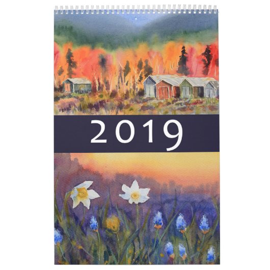 L'aquarelle aménage le calendrier mural en parc (Protection)