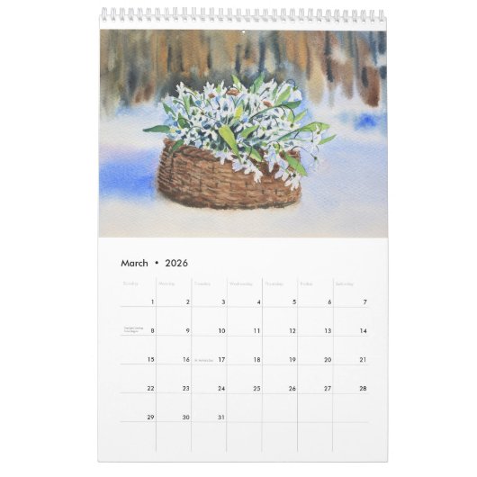 L'aquarelle aménage le calendrier mural en parc (Mar 2026)