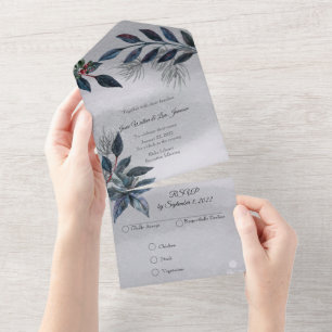 L'aquarelle d'hiver tout en un mariage Invitation
