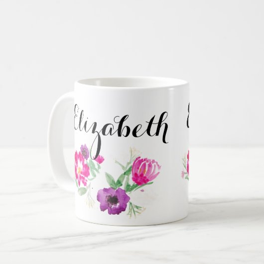 L'aquarelle faite sur commande fleurit la tasse (Devant gauche)