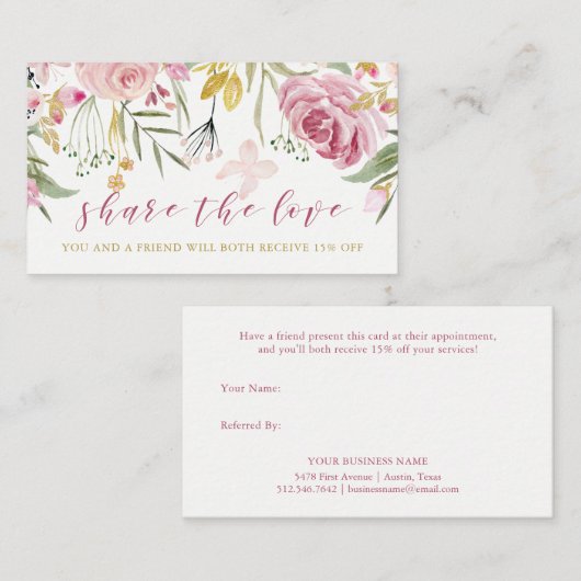 L'aquarelle fleurit rose de | et référence florale (Devant / Derrière)