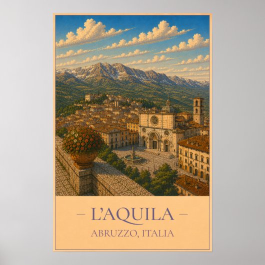 L'Aquila, Italië – Oude Reisposter Poster (Voorkant)