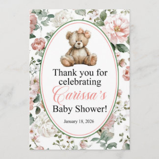 LAQUITA teddy bear Baby Shower sign for Carissa Kaart