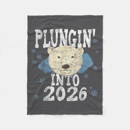 Lar Bear Plunge - Plungin' Into 2026 New Year Cold Fleece Deken (Voorkant)