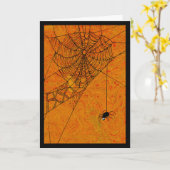 L'araignée huent dans la carte de voeux de Web (Fleur jaune)