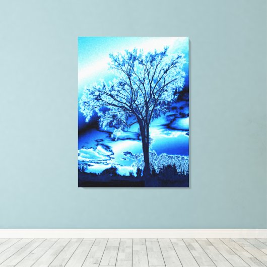 L'arbre en bleu glacé sur toile (Insitu (Plancher de Bois))