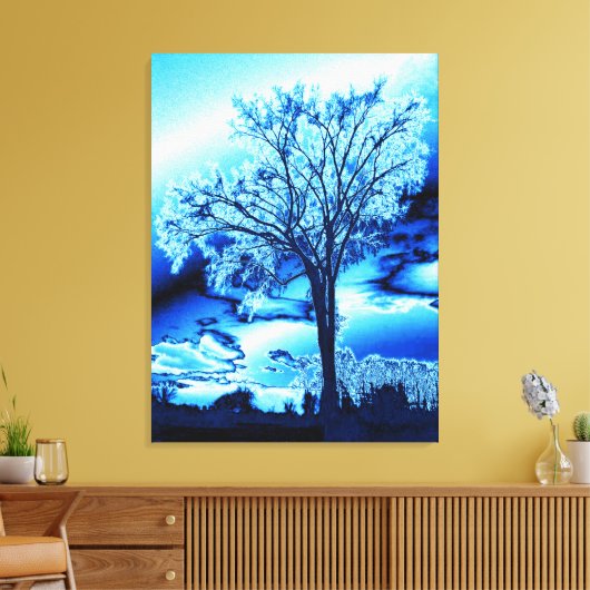 L'arbre en bleu glacé sur toile (Insitu(Salon))