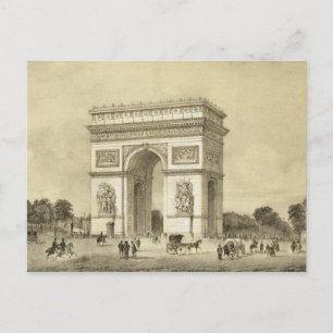 L'Arc de Triomphe, Parijs, gegraveerd door Auguste Briefkaart