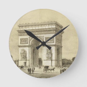 L'Arc de Triomphe, Parijs, gegraveerd door Auguste Ronde Klok