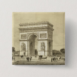 L'Arc de Triomphe, Parijs, gegraveerd door Auguste Vierkante Button 5,1 Cm