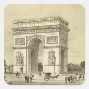 L'Arc de Triomphe, Parijs, gegraveerd door Auguste Vierkante Sticker