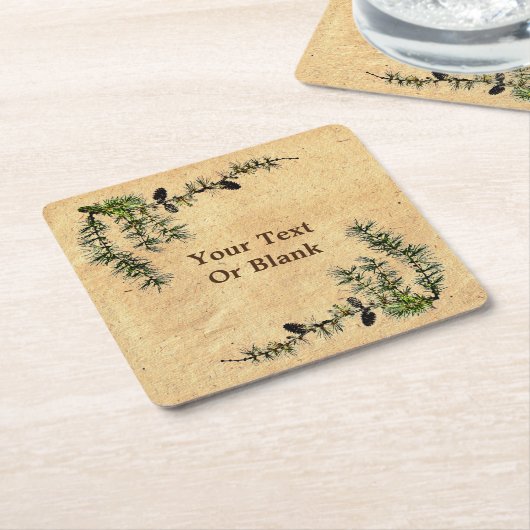 Larch Branches Vierkante Kartonnen Onderzetter (Schuin)