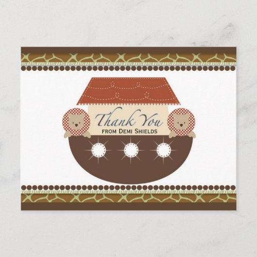 L'arche de Noé Carte de remerciements plate (Devant)