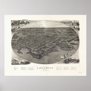 Larchmont New York 1904 Antiek Panorama Poster