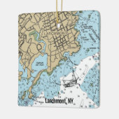 Larchmont NY Chart Keramisch Ornament (Links)
