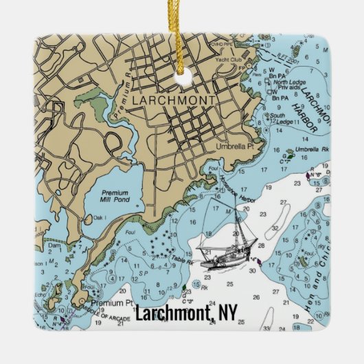 Larchmont NY Chart Keramisch Ornament (Voorkant)