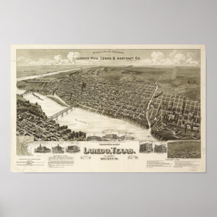 Laredo Texas 1892 Antiek Panorama Poster