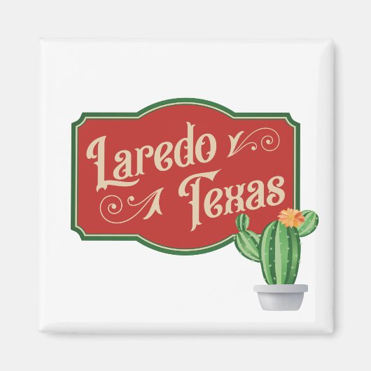 Laredo, Texas met stekelige perencactussen Magneet (Voorkant)