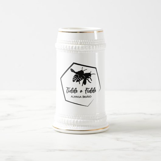 Large 65cl white jug with our black bee emblem bierpul (Center)