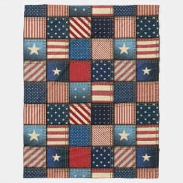 Large Americana Patchwork Afbeelding Fleece Deken