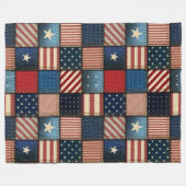 Large Americana Patchwork Afbeelding Fleece Deken (Voorkant (Horizontaal))