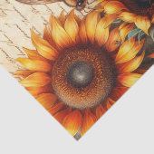 Large and Small Sunflowers with Bees and Script Tissuepapier (Detail)