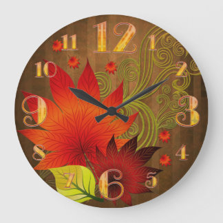 Large Autumn Leaves Wall Clock Grote Klok