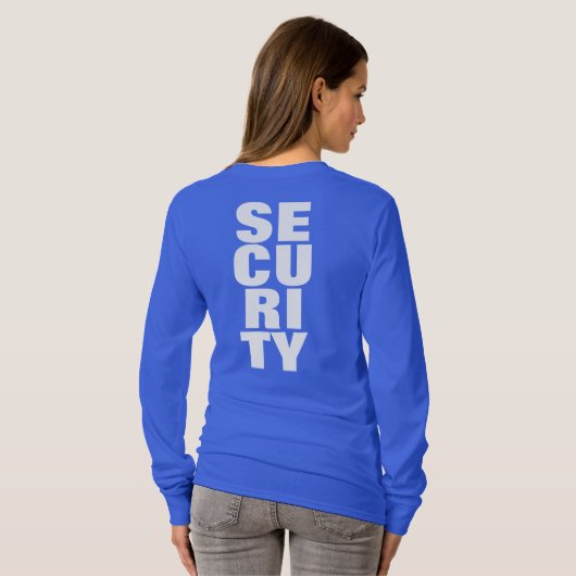 Large Big Font Text Royal Blue Womens Security T-shirt (Achterkant volledig)