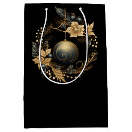 LARGE BLACK & GOLD CHRISTMAS ORNAMENT MEDIUM CADEAUZAKJE
