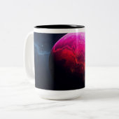 Large Bright Pink Planet Tweekleurige Koffiemok (Voorkant links)