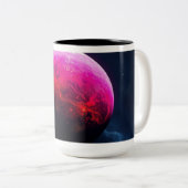 Large Bright Pink Planet Tweekleurige Koffiemok (Voorkant rechts)