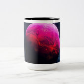 Large Bright Pink Planet Tweekleurige Koffiemok (Center)