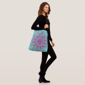 Large cross body canvas tas psychedelisch (Op model)