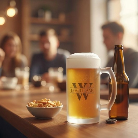 Large Custom Monogram Initial Matglas Bierpul