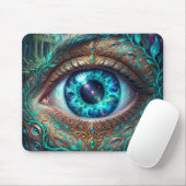 Large Electric Blue Eye In Fantasy Scene Muismat (Met muis)