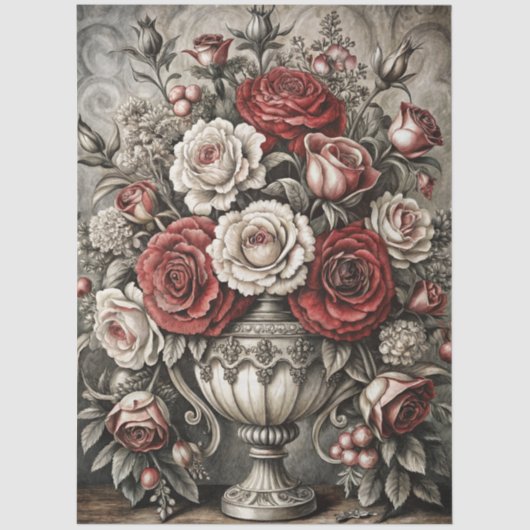 Large Elegant Floral Furniture Decoupage Tissuepapier (Voorkant)