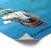 Large Florida Cartoon Map Poster (Coin)