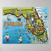 Large Florida Cartoon Map Poster (Devant)