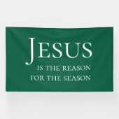 Large Green Custom Jesus Reason For Christmas Sign Spandoek (Horizontaal)