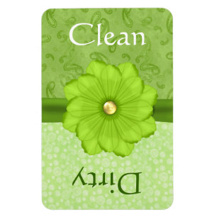 Large Green Floral Dishwasher Magnet Magneet