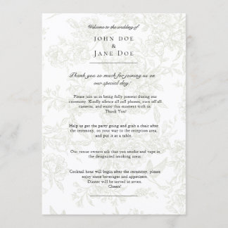 Large Green Floral Wedding Program Programma