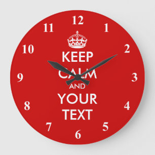 Large Keep Calm wall clock   Customizable design Grote Klok