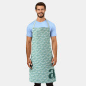 Large Letter Monogram Teal Blue Floral Pattern Schort (Gedragen)