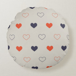 Large - Lovely hearts / orange cream dark Rond Kussen