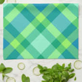 Large Modern Bias Pset, Jade Green & Turquoise Theedoek (Gevouwen)