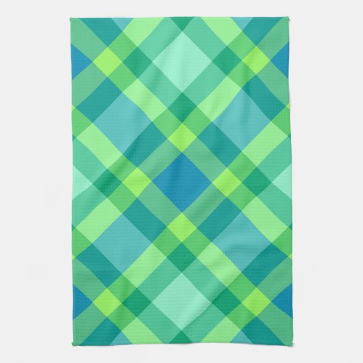 Large Modern Bias Pset, Jade Green & Turquoise Theedoek (Verticaal)